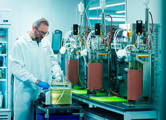 Bioreactors being used in cell culture lab Bioreactors being used in cell culture lab