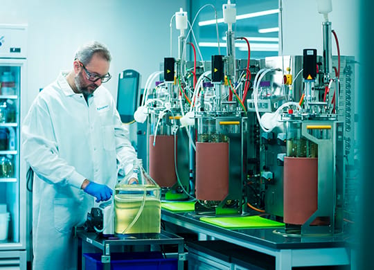 Bioreactors being used in cell culture lab Bioreactors being used in cell culture lab