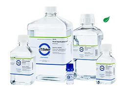 Several bottles of J.T.Baker Viral Inactivation Solution to demonstrate varying package size options for use in mAbs viral clearance