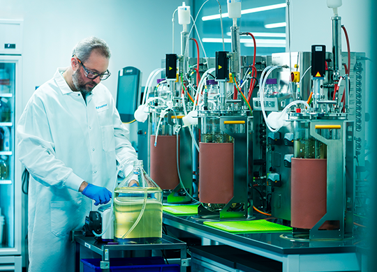 Bioreactors being used in cell culture lab Bioreactors being used in cell culture lab